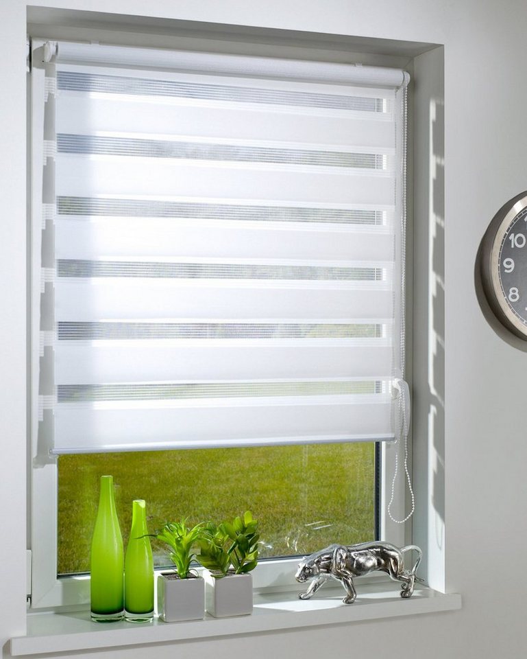 Doppelrollo Duo-Doppelrollo KLEMMFIX, DécoProfi, Lichtschutz, mit Bohren/ohne Bohren, Fenster- oder Wandmontage, abwechselnd transparent und blickdicht gewebtes – Bild 3 von 5