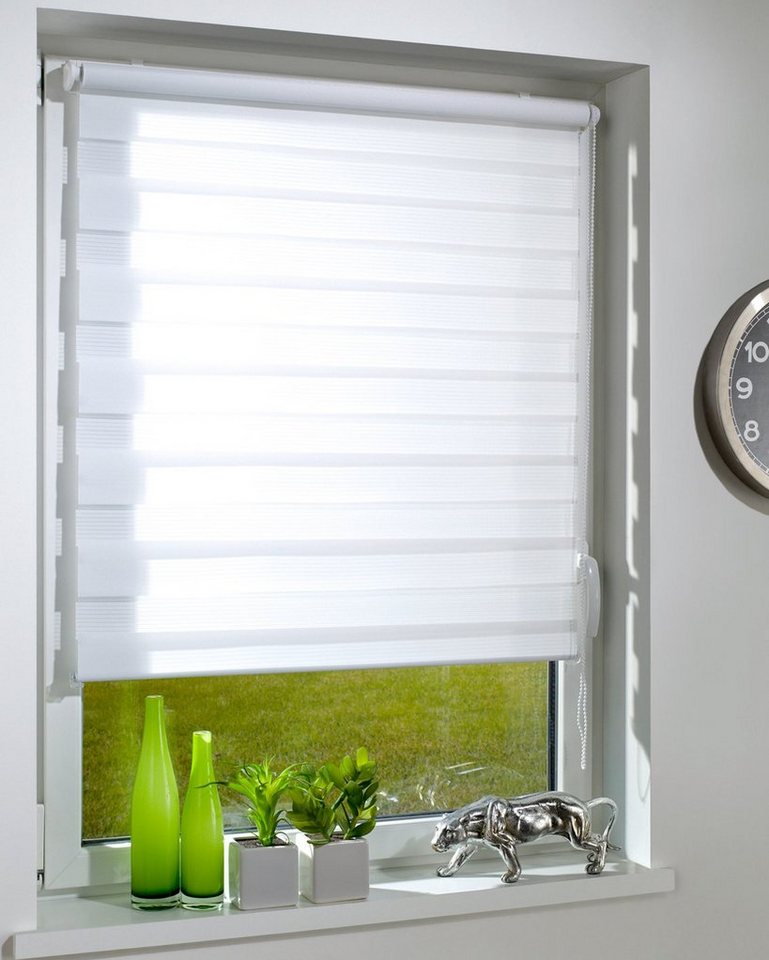 Doppelrollo Duo-Doppelrollo KLEMMFIX, DécoProfi, Lichtschutz, mit Bohren/ohne Bohren, Fenster- oder Wandmontage, abwechselnd transparent und blickdicht gewebtes – Bild 4 von 5