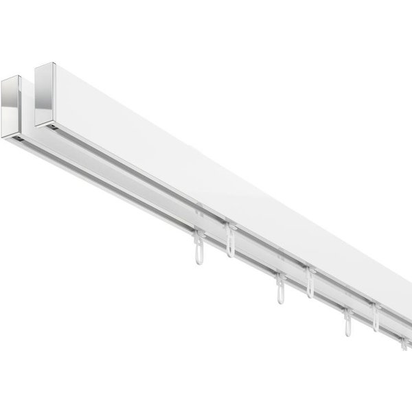 DécoProfi Innenlaufschiene Gardinenstange eckig ABOVE 2-läufig, Deckenträger, verschraubt, Aluminium / Zinkguss, Set komplett
