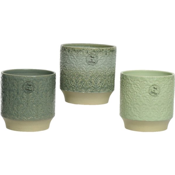 Decoris season decorations Blumentopf, Blumentopf / Übertopf 12x13cm Keramik 1 Stück sortiert Grün