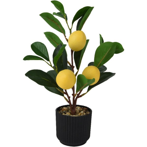 Kunstblume, Decoris season decorations, Künstlicher Zitronenbaum 27cm im Topf Gelb / Grün