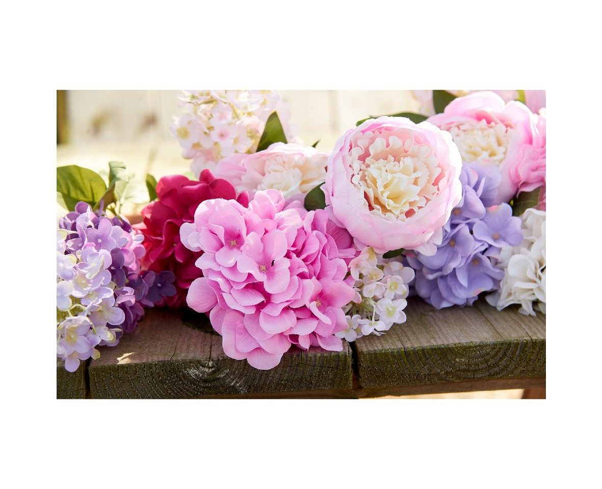 Kunstblume, Decoris season decorations, Kunstblumen Hortensie mit Stiel 66cm Rosa – Bild 2 von 2