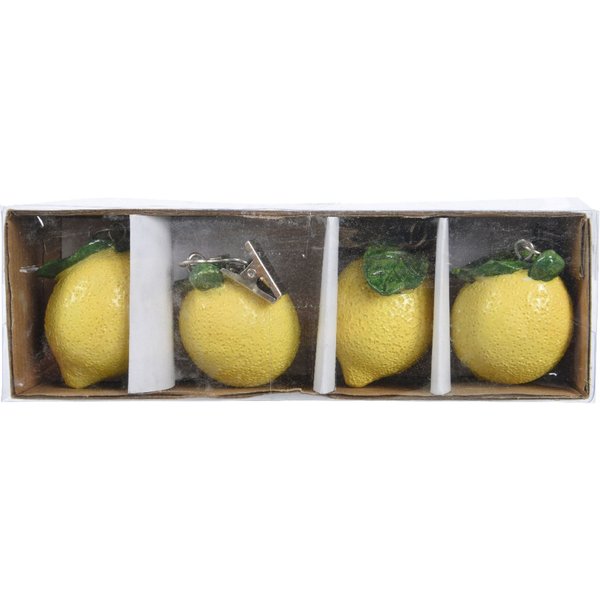 Decoris season decorations Tischtuchklammer, Tischdeckenbeschwerer Zitrone 16x5x4cm Keramik 4er Set Gelb / Grün