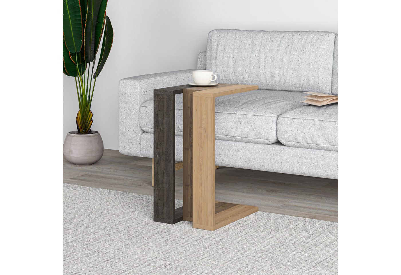 Decortie Beistelltisch Muju, Modern C Form Beistelltisch, 30 x 40 x 57 cm – Bild 3 von 5
