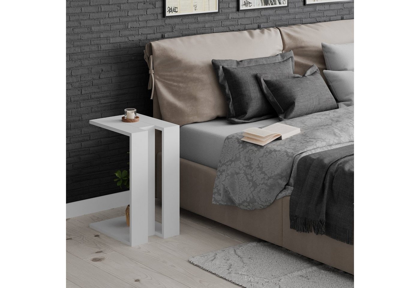 Decortie Beistelltisch Muju, Modern C Form Beistelltisch, 30 x 40 x 57 cm – Bild 2 von 5