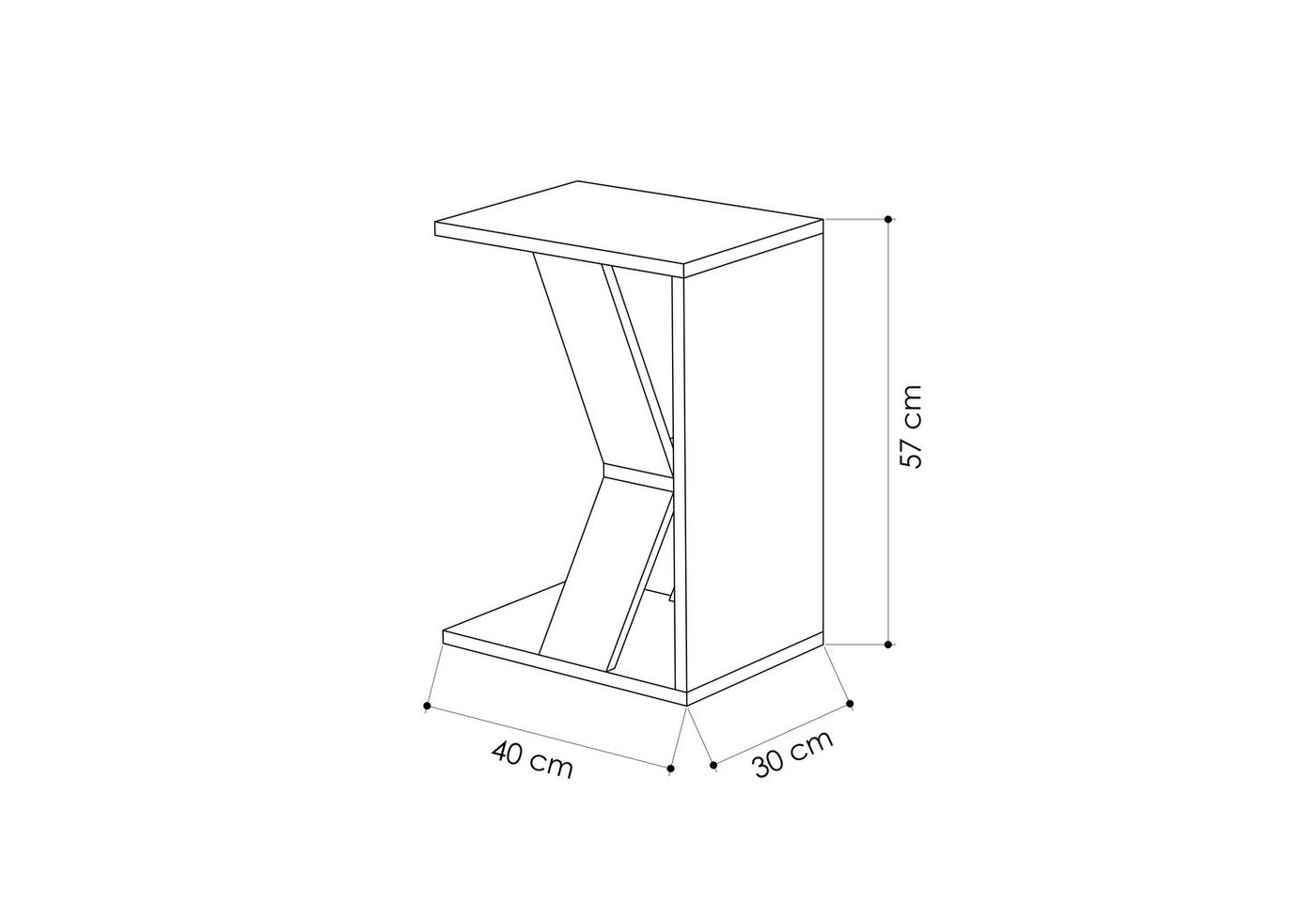 Decortie Beistelltisch Naze (pack, 1 Tisch), Moderner C-Modell Beistelltisch, Mehrzweck, 40 x 30 x 57 cm – Bild 3 von 4