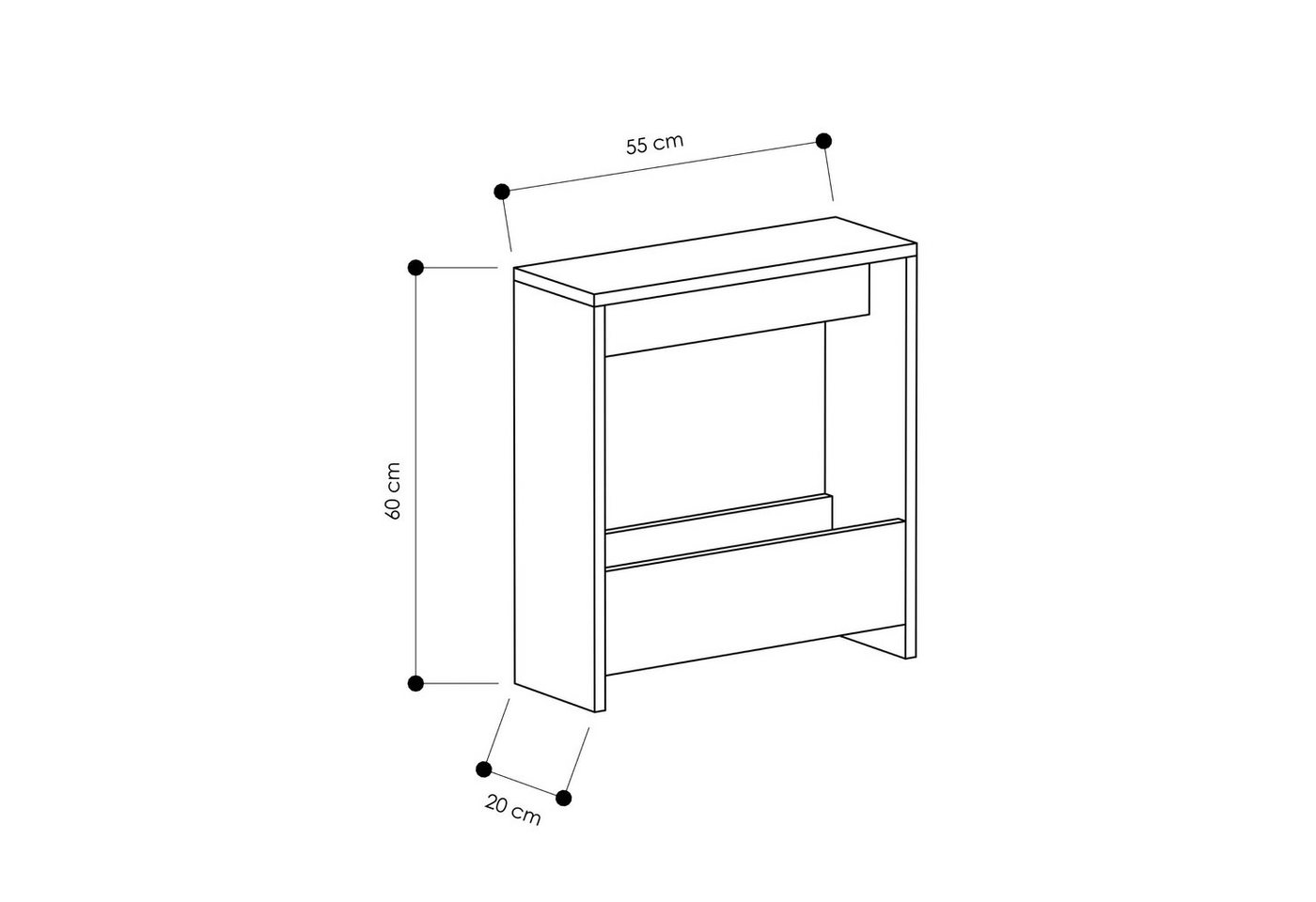 Decortie Beistelltisch Simpi (pack), Moderner Beistelltisch, Mehrzweck mit Kreativität, 55 x 20 x 60 cm – Bild 5 von 5