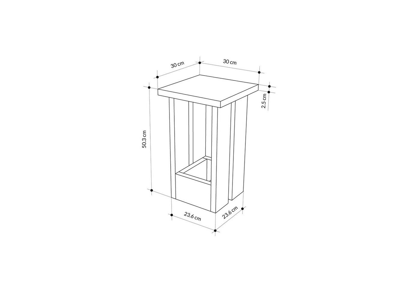 Decortie Beistelltisch Tasos, Modern Tasos Beistelltisch, 30 x 30 x 50,5 cm – Bild 4 von 5
