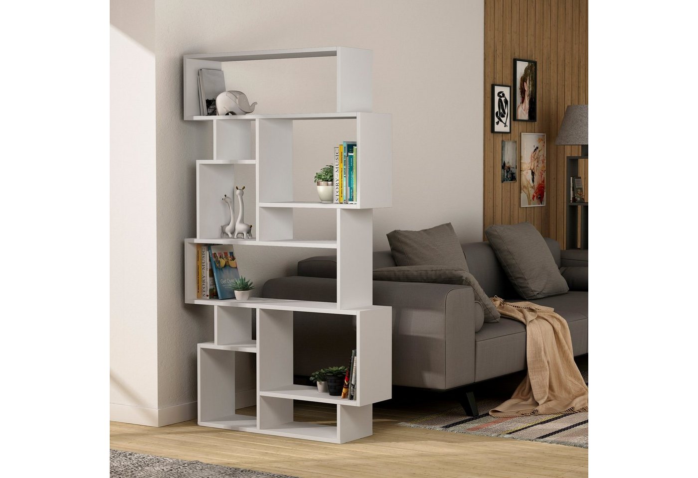 Decortie Bücherregal Karmato, Standregal Bücherregal Holz Wohnzimmer, 96 x 25,5 x 168,5 cm – Bild 2 von 5
