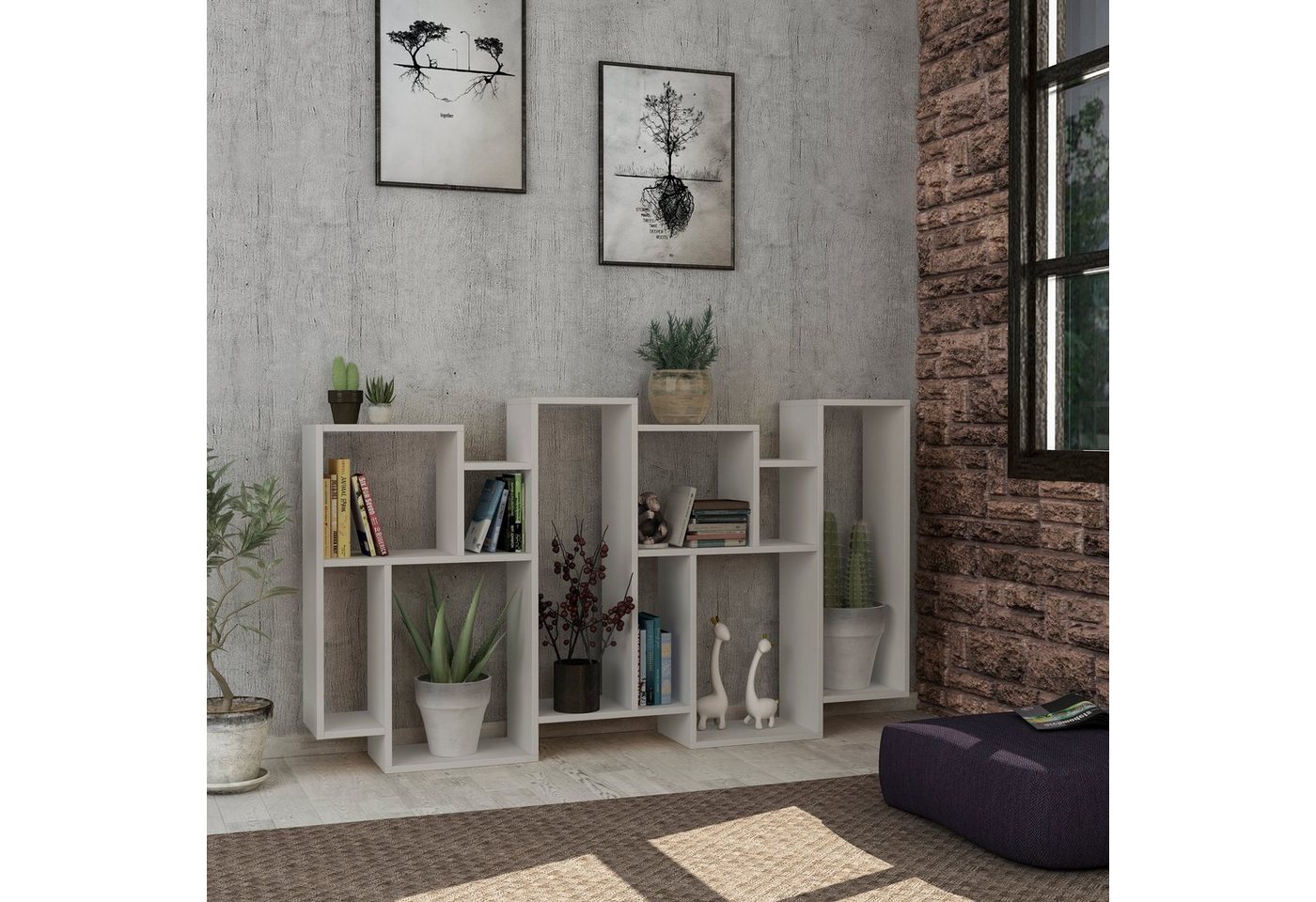 Decortie Bücherregal Karmato, Standregal Bücherregal Holz Wohnzimmer, 96 x 25,5 x 168,5 cm – Bild 3 von 5