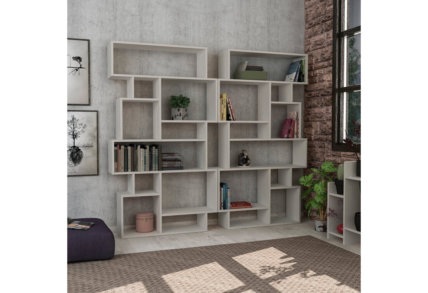 Decortie Bücherregal Karmato, Standregal Bücherregal Holz Wohnzimmer, 96 x 25,5 x 168,5 cm – Bild 4 von 5