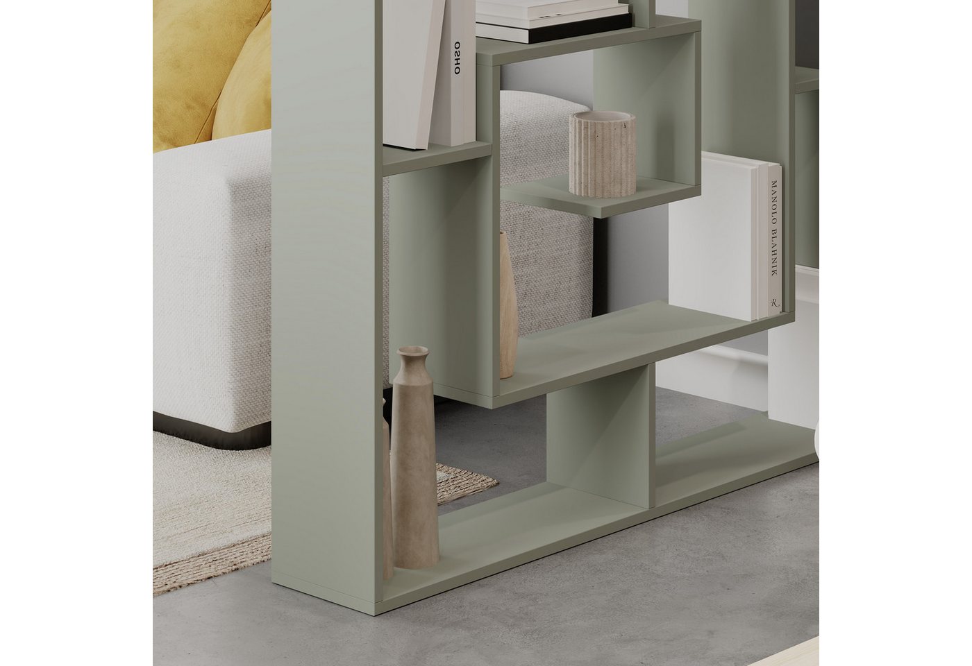 Decortie Bücherregal Labirent, Modernes Bücherregal, Raumtrenner, 125 x 22 x 129 cm – Bild 4 von 5