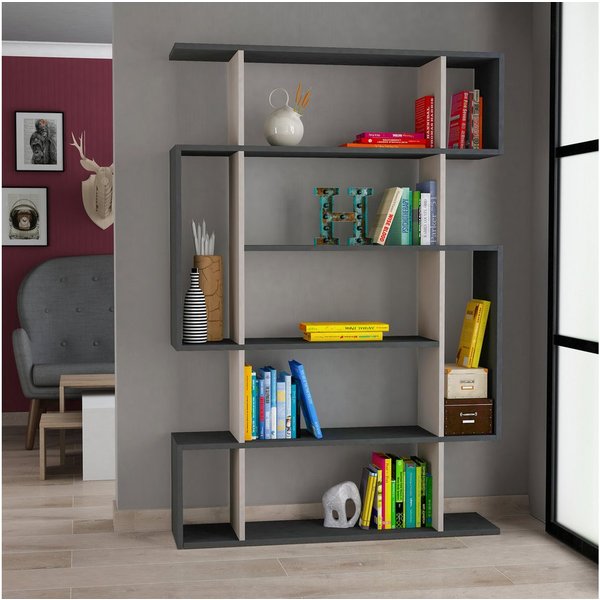 Decortie Bücherregal Mito, Standregal Bücherregal Holz Wohnzimmer, 108,5 x 25,5 x 161 cm