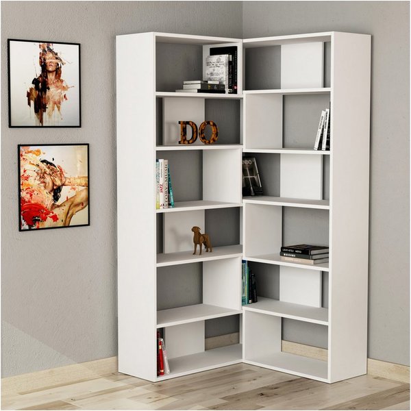 Decortie Bücherregal Molly, Modernes Bücherregal,Eck, Display Unit No.4, 29,6 x 93,6 x 178,6 cm