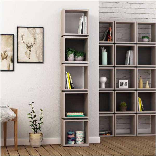 Decortie Bücherregal Multi, Standregal Bücherregal Holz Wohnzimmer, 32 x 22 x 167 cm