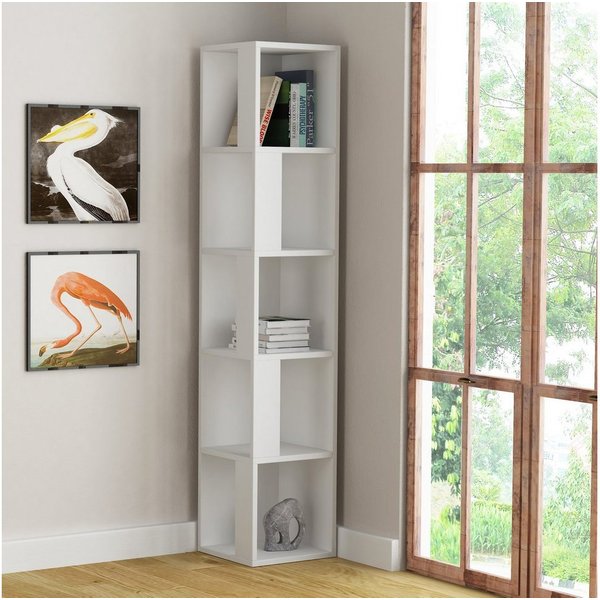 Decortie Bücherregal Piano, Eckregal Eck-Bücherregal Wandregal, 31,4 x 31,4 x 158,9 cm