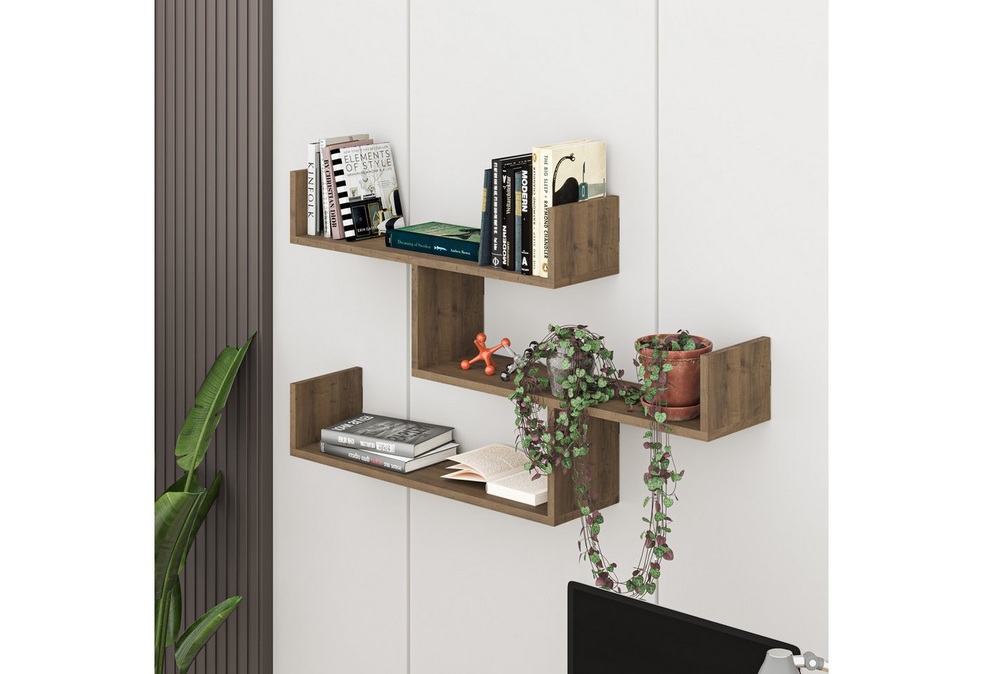 Decortie Bücherregal Tibet, Wandregal Modernes Bücherregal, 119 x 22 x 66,5 cm – Bild 2 von 5