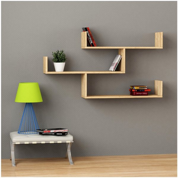 Decortie Bücherregal Tibet, Wandregal Modernes Bücherregal, 119 x 22 x 66,5 cm