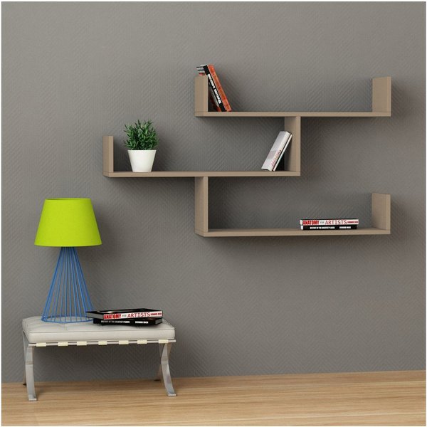 Decortie Bücherregal Tibet, Wandregal Modernes Bücherregal, 119 x 22 x 66,5 cm