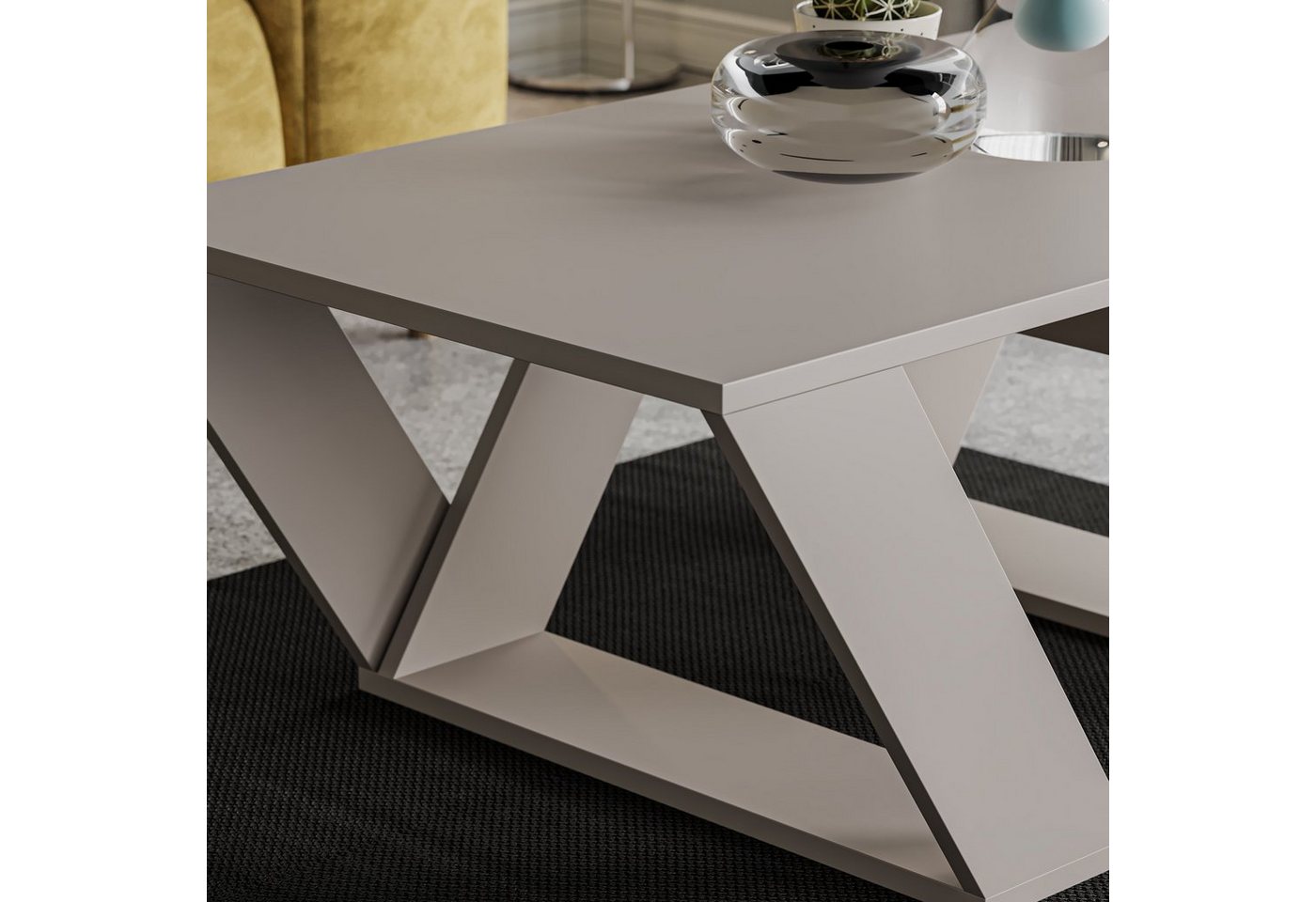 Decortie Couchtisch Pipra, Moderner Couchtisch, 110 x 60 x 40 cm – Bild 4 von 5