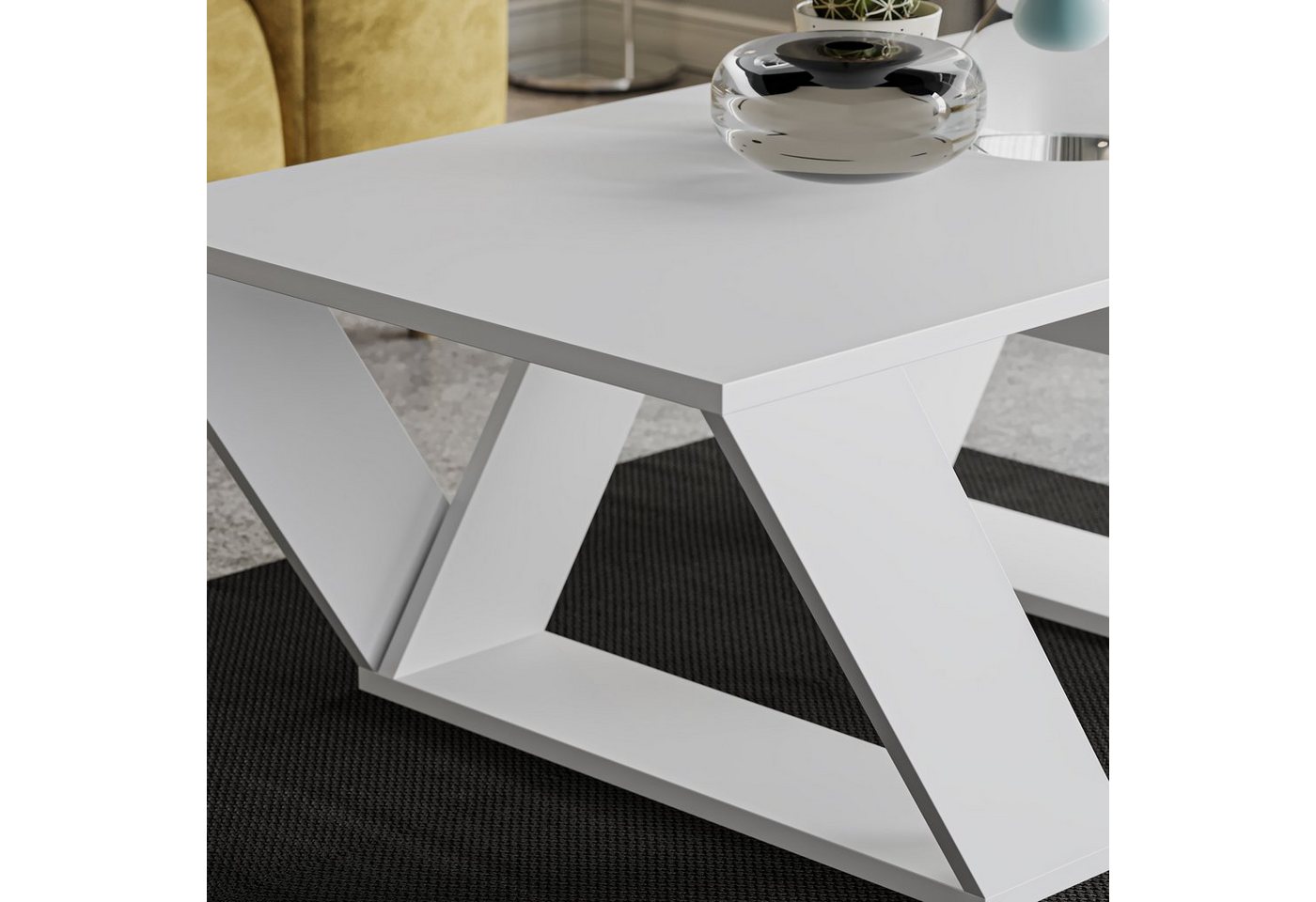 Decortie Couchtisch Pipra, Moderner Couchtisch, 110 x 60 x 40 cm – Bild 3 von 5