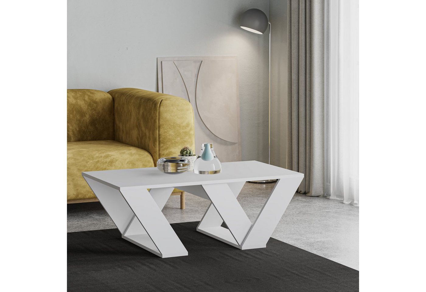 Decortie Couchtisch Pipra, Moderner Couchtisch, 110 x 60 x 40 cm – Bild 4 von 5