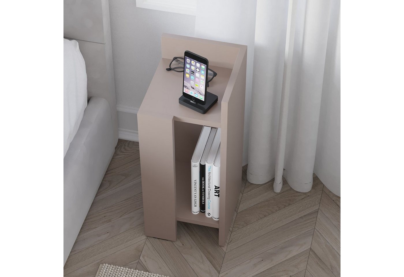 Decortie Nachttisch Elos (pack, 1 Nachttisch), Modern Nachttisch Rechtes Modul, 27 x 25 x 60 cm – Bild 3 von 5
