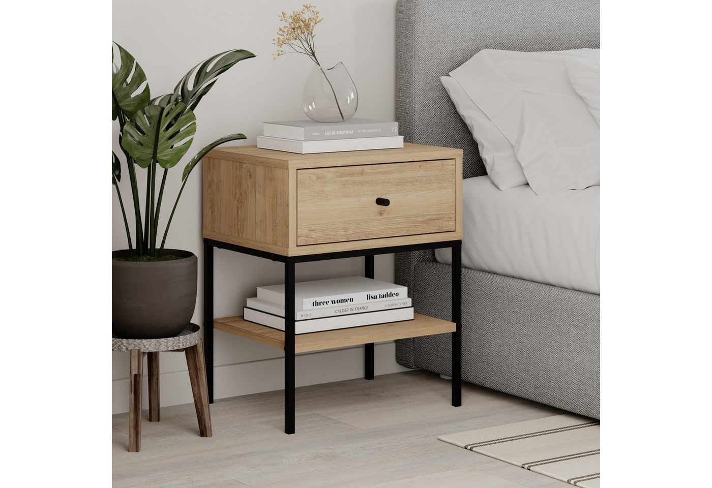 Decortie Nachttisch LISA (1 Nachttisch), Modern Nachttisch 35 x 56 x 45 cm – Bild 2 von 5