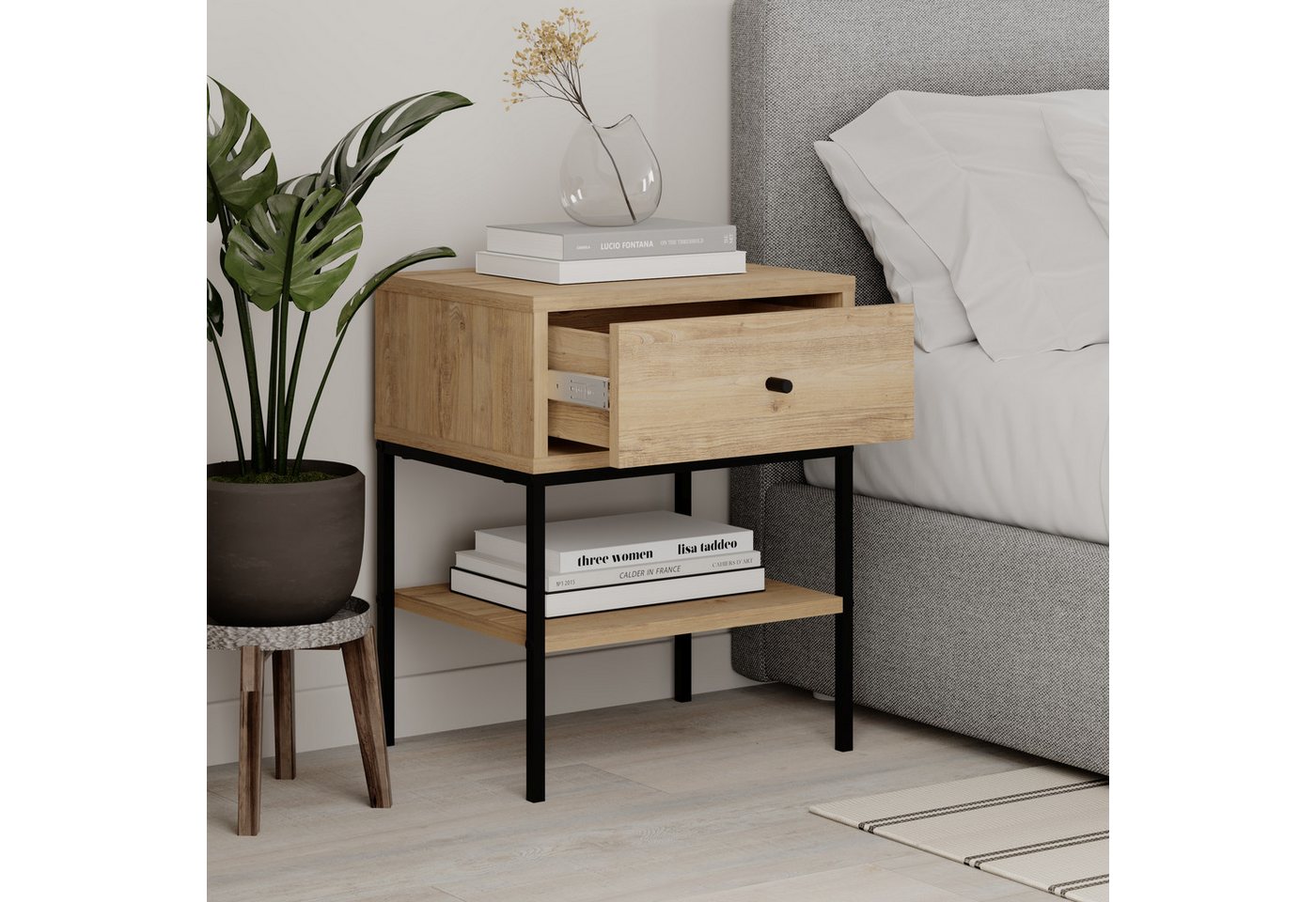 Decortie Nachttisch LISA (1 Nachttisch), Modern Nachttisch 35 x 56 x 45 cm – Bild 3 von 5