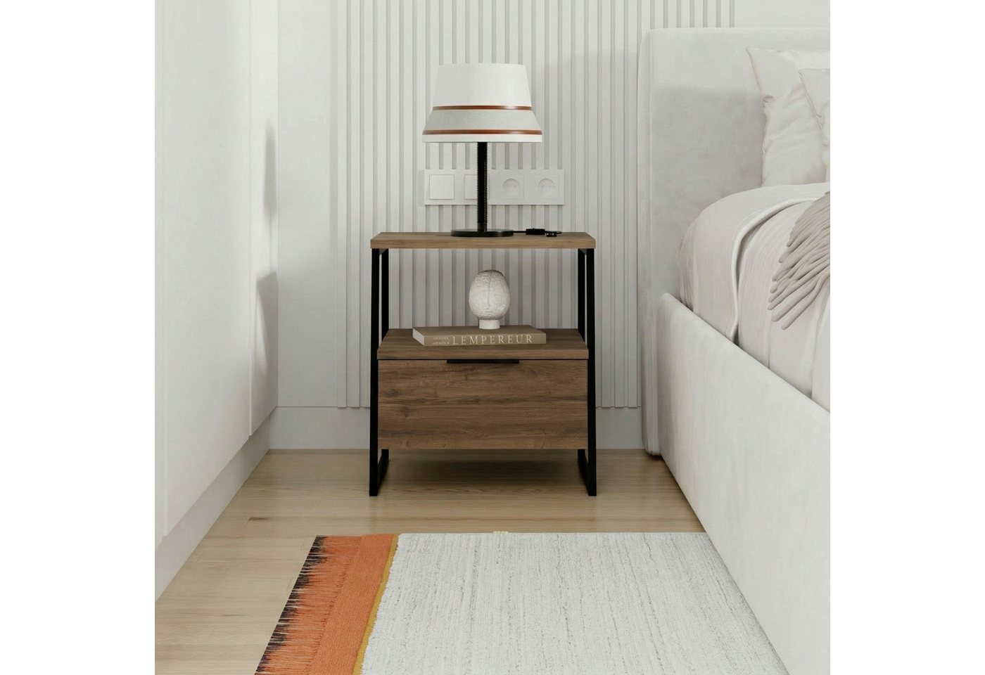 Decortie Nachttisch Pal Moderner Nachttisch, 45 x 41 x 50 cm (1 Tisch), Moderner Nachttisch, 45 x 41 x 50 cm – Bild 2 von 5