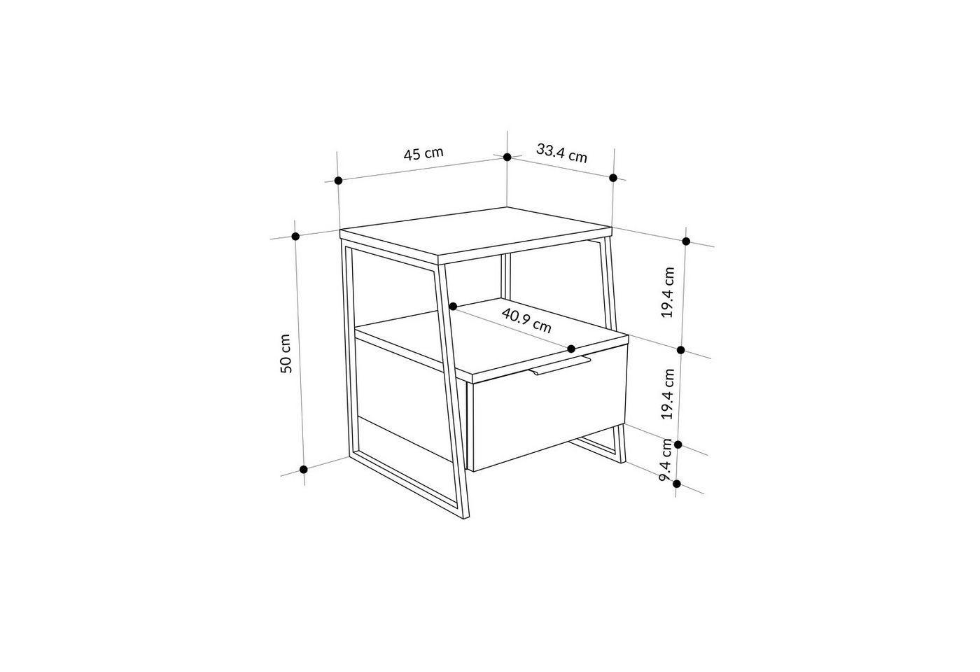 Decortie Nachttisch Pal Moderner Nachttisch, 45 x 41 x 50 cm (1 Tisch), Moderner Nachttisch, 45 x 41 x 50 cm – Bild 4 von 5