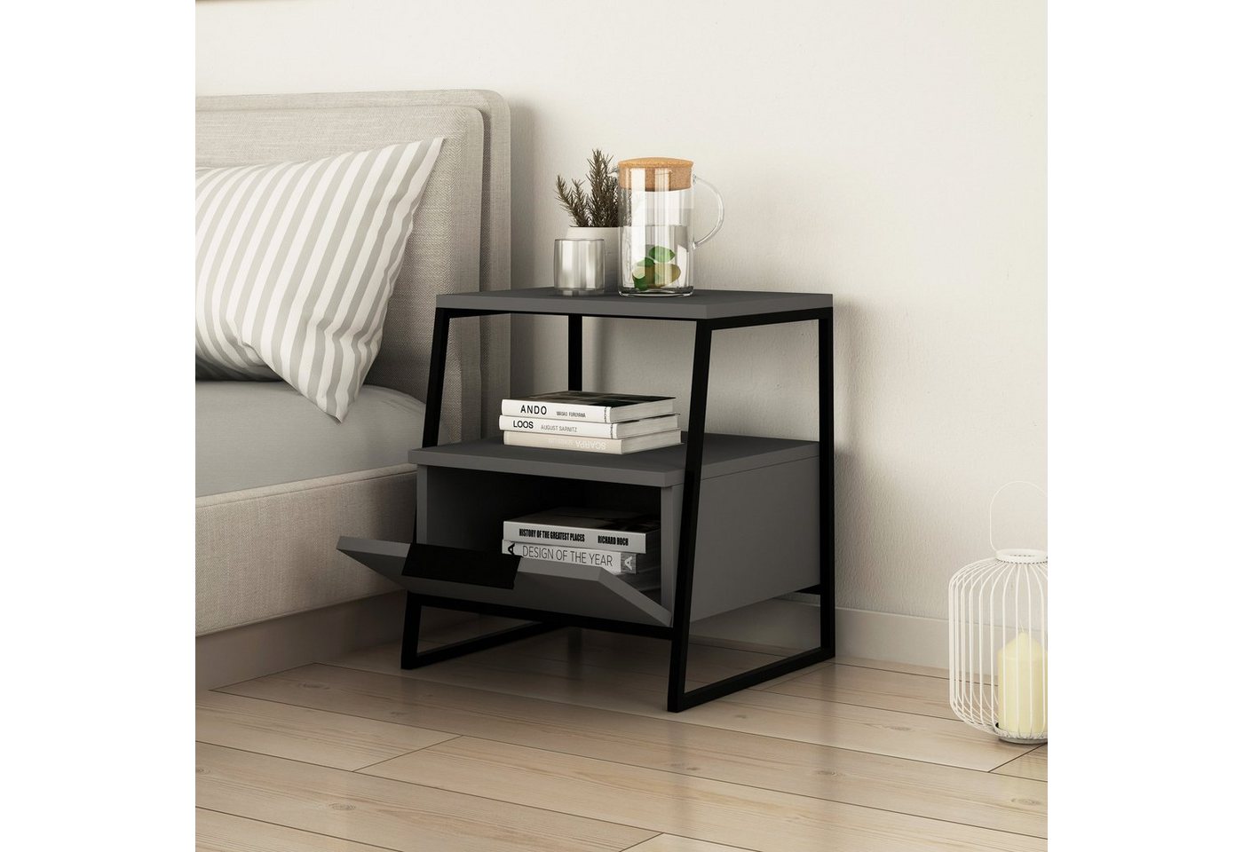 Decortie Nachttisch Pal Moderner Nachttisch, 45 x 41 x 50 cm (1 Tisch), Moderner Nachttisch, 45 x 41 x 50 cm – Bild 2 von 5