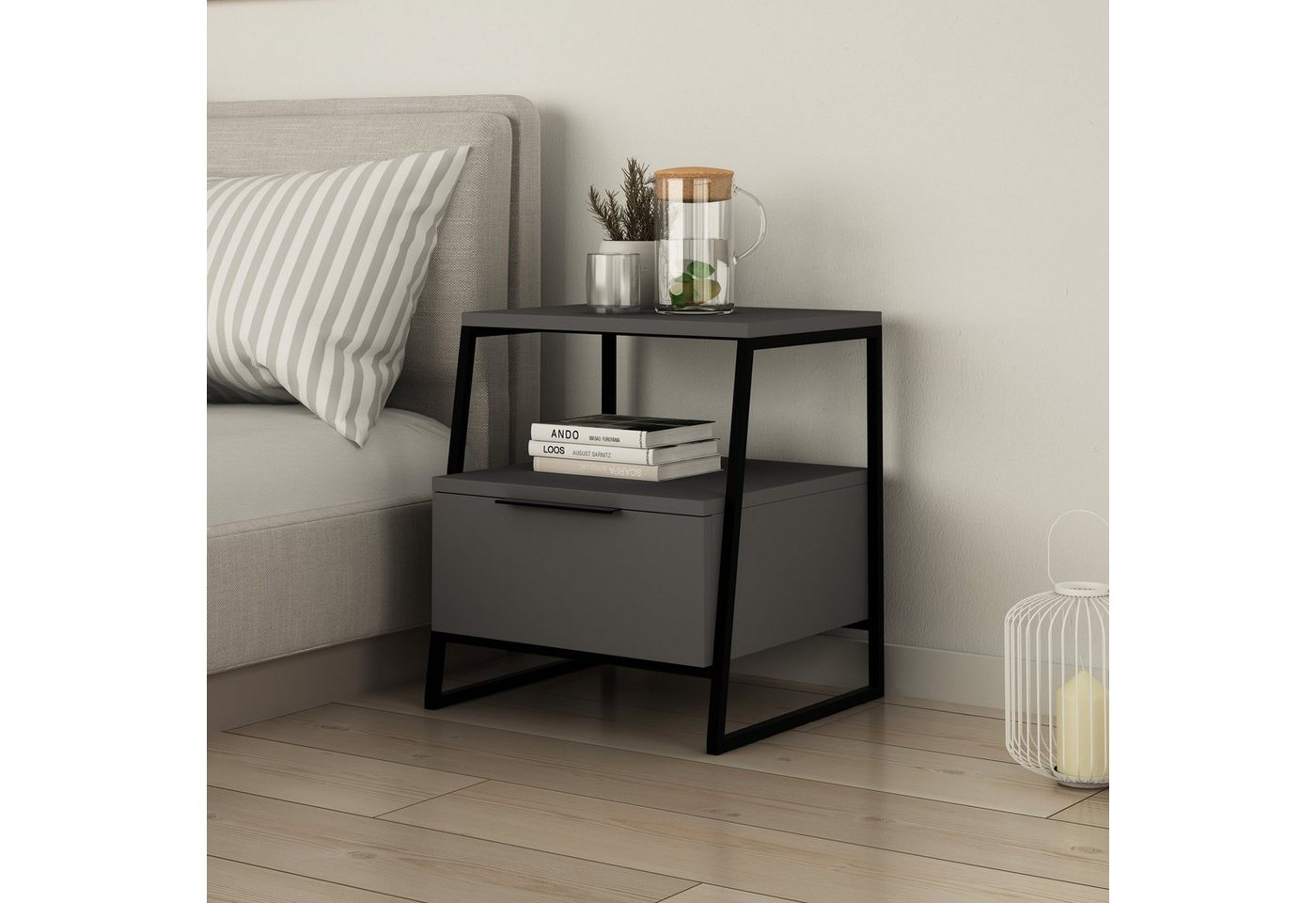 Decortie Nachttisch Pal Moderner Nachttisch, 45 x 41 x 50 cm (1 Tisch), Moderner Nachttisch, 45 x 41 x 50 cm – Bild 3 von 5
