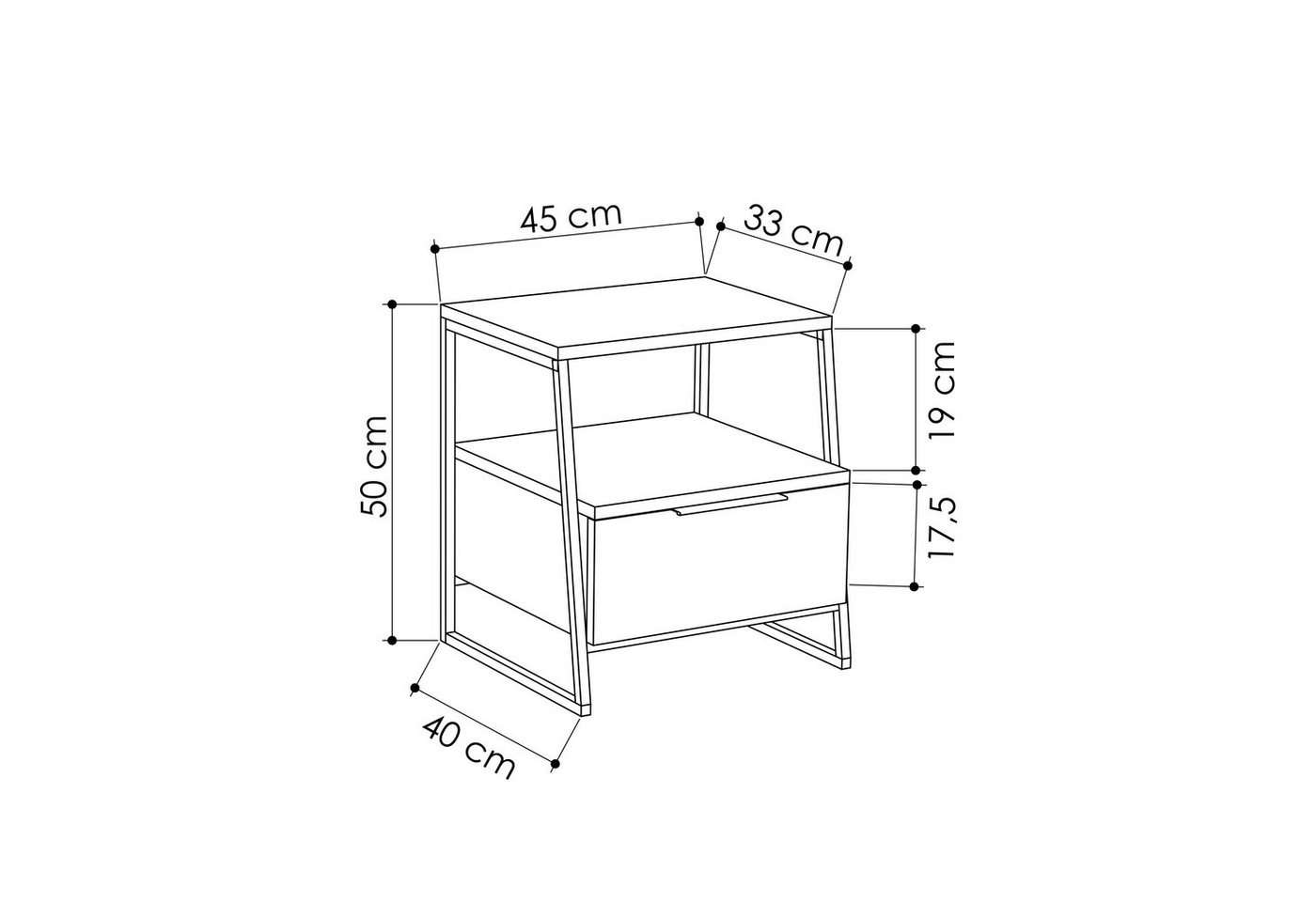 Decortie Nachttisch Pal Moderner Nachttisch, 45 x 41 x 50 cm (1 Tisch), Moderner Nachttisch, 45 x 41 x 50 cm – Bild 4 von 5
