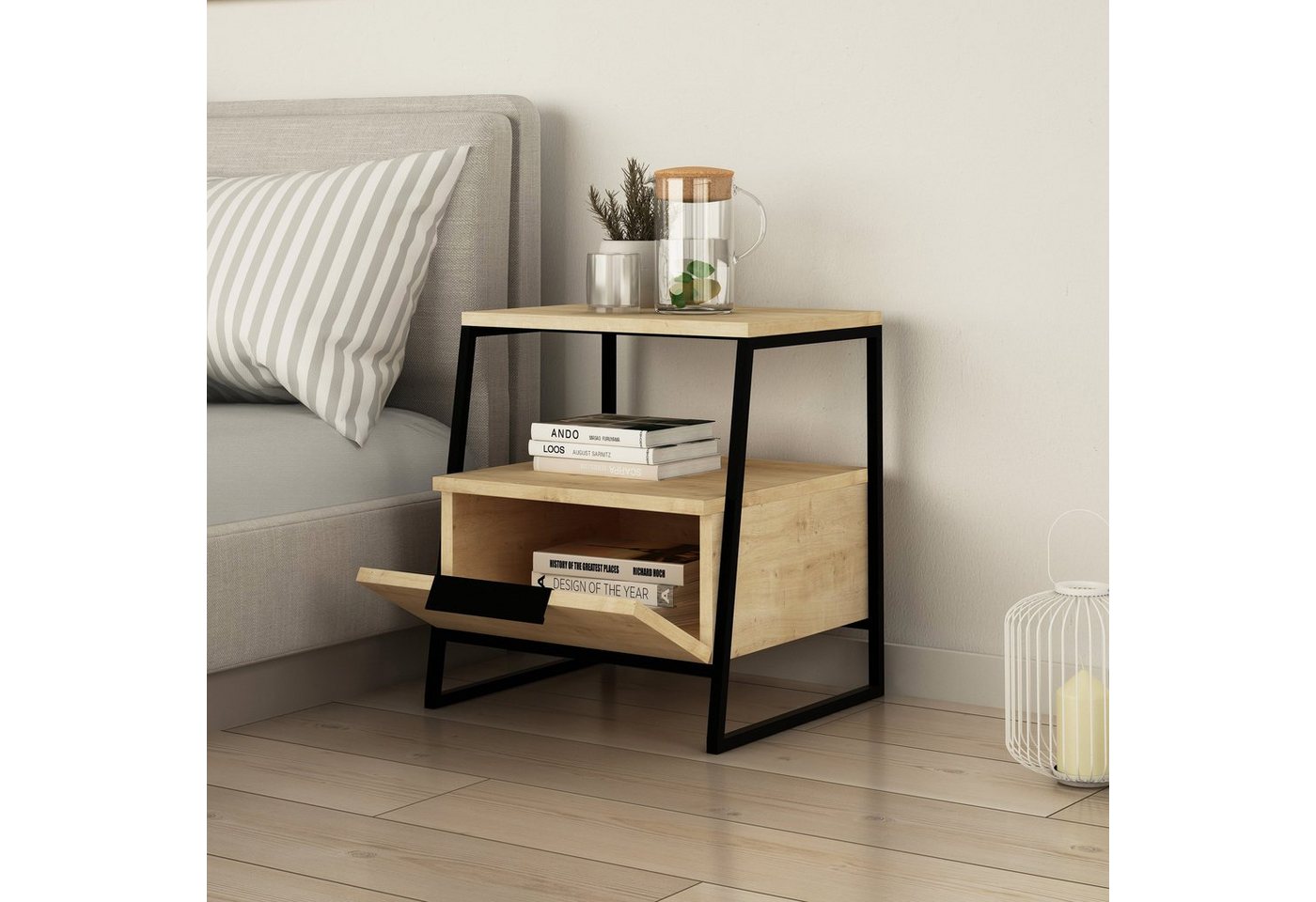 Decortie Nachttisch Pal Moderner Nachttisch, 45 x 41 x 50 cm (1 Tisch), Moderner Nachttisch, 45 x 41 x 50 cm – Bild 2 von 5