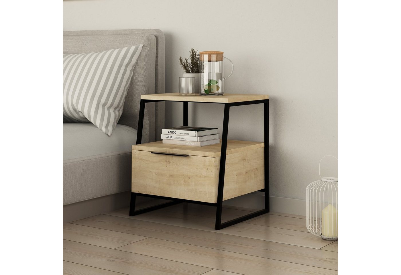 Decortie Nachttisch Pal Moderner Nachttisch, 45 x 41 x 50 cm (1 Tisch), Moderner Nachttisch, 45 x 41 x 50 cm – Bild 3 von 5