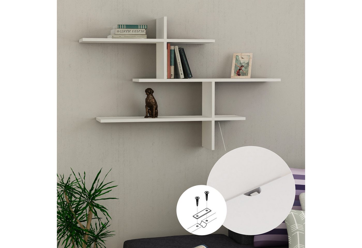 Decortie Wandregal Leo, Modernes Wandregal, Schwimmendes Regal, 22 x 123 x 80,5 cm – Bild 5 von 5