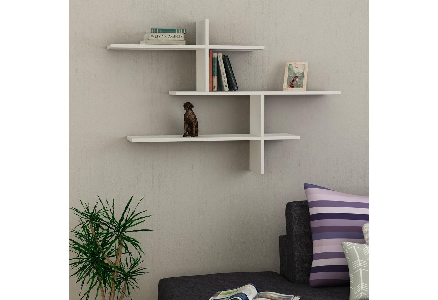 Decortie Wandregal Leo, Modernes Wandregal, Schwimmendes Regal, 22 x 123 x 80,5 cm – Bild 3 von 5