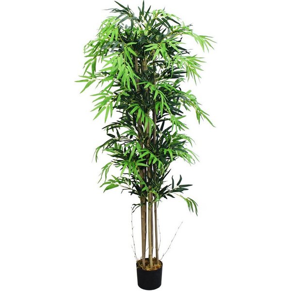 Kunstbambus Bambus Kunstpflanze Kunstbaum Künstliche Pflanze mit Echtholz 180 cm Bambus, Decovego, Höhe 180 cm