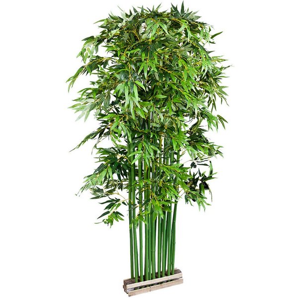 Kunstbambus Bambus Sichtschutz Element Stand Künstliche Pflanze mit Echtholz 200cm Bambus, Decovego, Höhe 200 cm