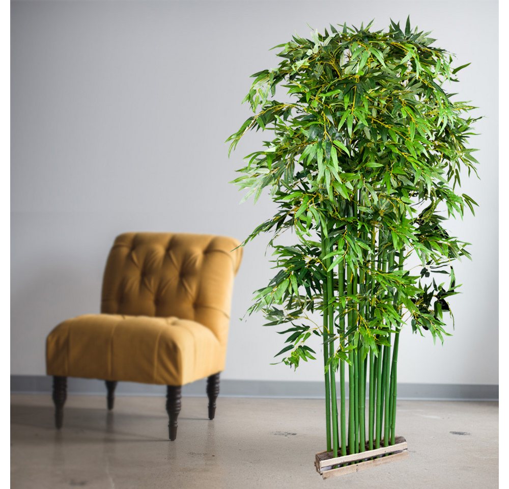 Kunstbambus Bambus Sichtschutz Element Stand Künstliche Pflanze mit Echtholz 200cm Bambus, Decovego, Höhe 200 cm – Bild 3 von 5