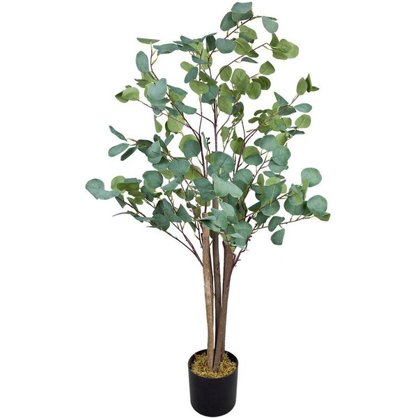 Kunstbaum Eukalyptusbaum Eukalyptus Kunstbaum Künstliche Pflanze Echtholz 120 cm Eukalyptus, Decovego, Höhe 120 cm