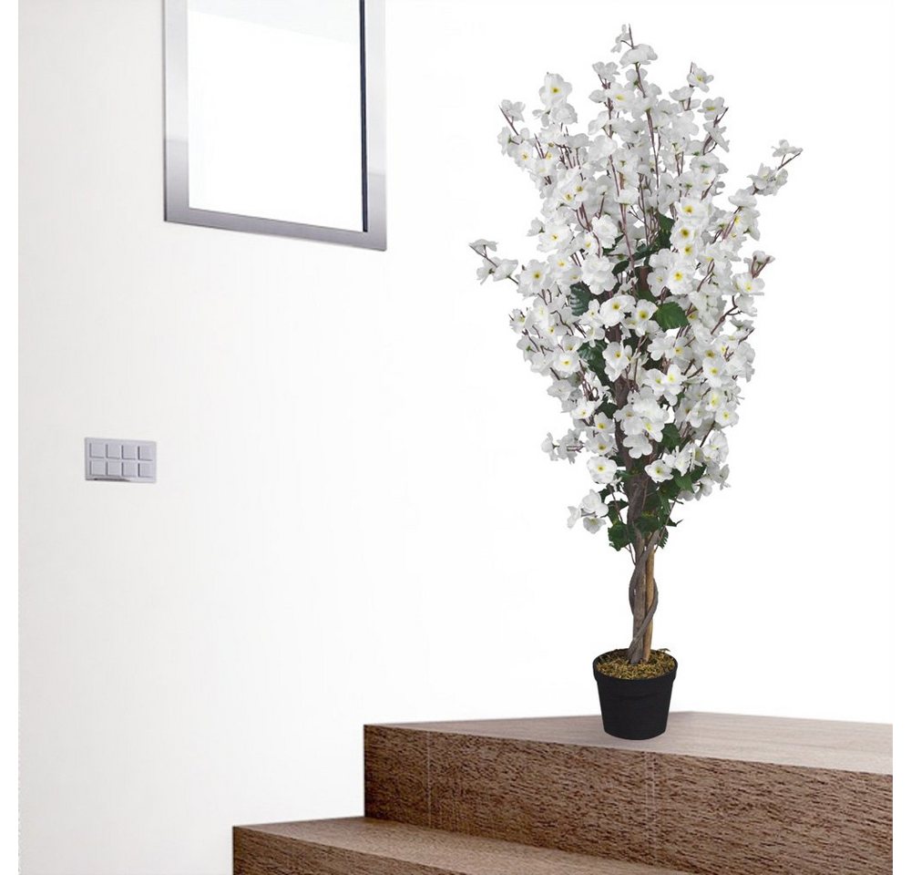 Kunstbaum Kirschbaum Kunstpflanze Kunstbaum Baum Künstliche Pflanze 120 cm Kirschbaum, Decovego, Höhe 120 cm – Bild 2 von 5