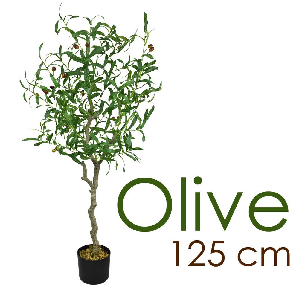Kunstbaum Olive Olivenbaum Kunstbaum Künstliche Pflanze Kunstpflanze 125 cm Olivenbaum, Decovego, Höhe 125 cm – Bild 2 von 5