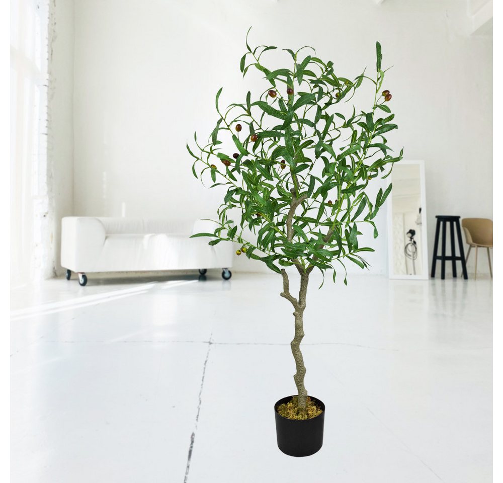 Kunstbaum Olive Olivenbaum Kunstbaum Künstliche Pflanze Kunstpflanze 125 cm Olivenbaum, Decovego, Höhe 125 cm – Bild 4 von 5