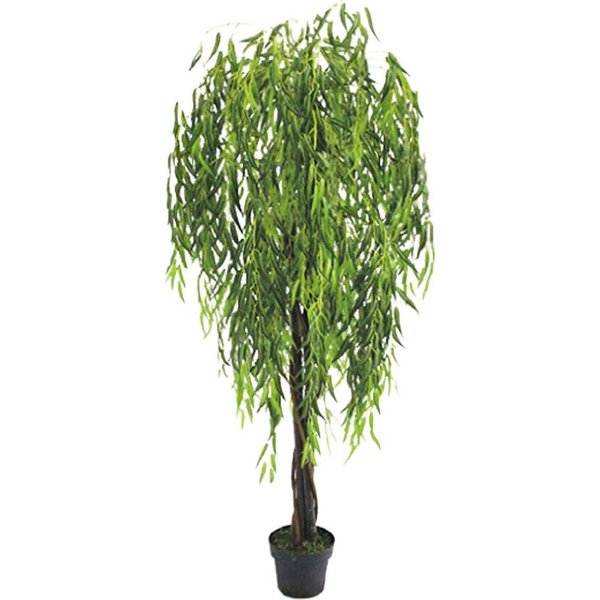 Kunstbaum Weide Weidenbaum Kunstbaum Künstliche Pflanze mit Echtholz 180 cm Weidenbaum, Decovego, Höhe 180 cm