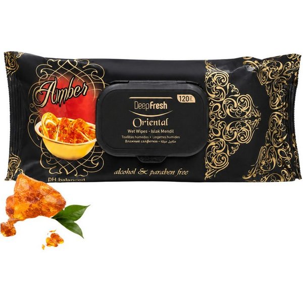 Deep Fresh 120 Tücher mit Klappdeckel, pH-hautneutral, alkoholfrei Reinigungstücher (Amber, 1-tlg., 1 Packung mit 120 Reinigungstüchern, Alkoholfrei pH-hautneut