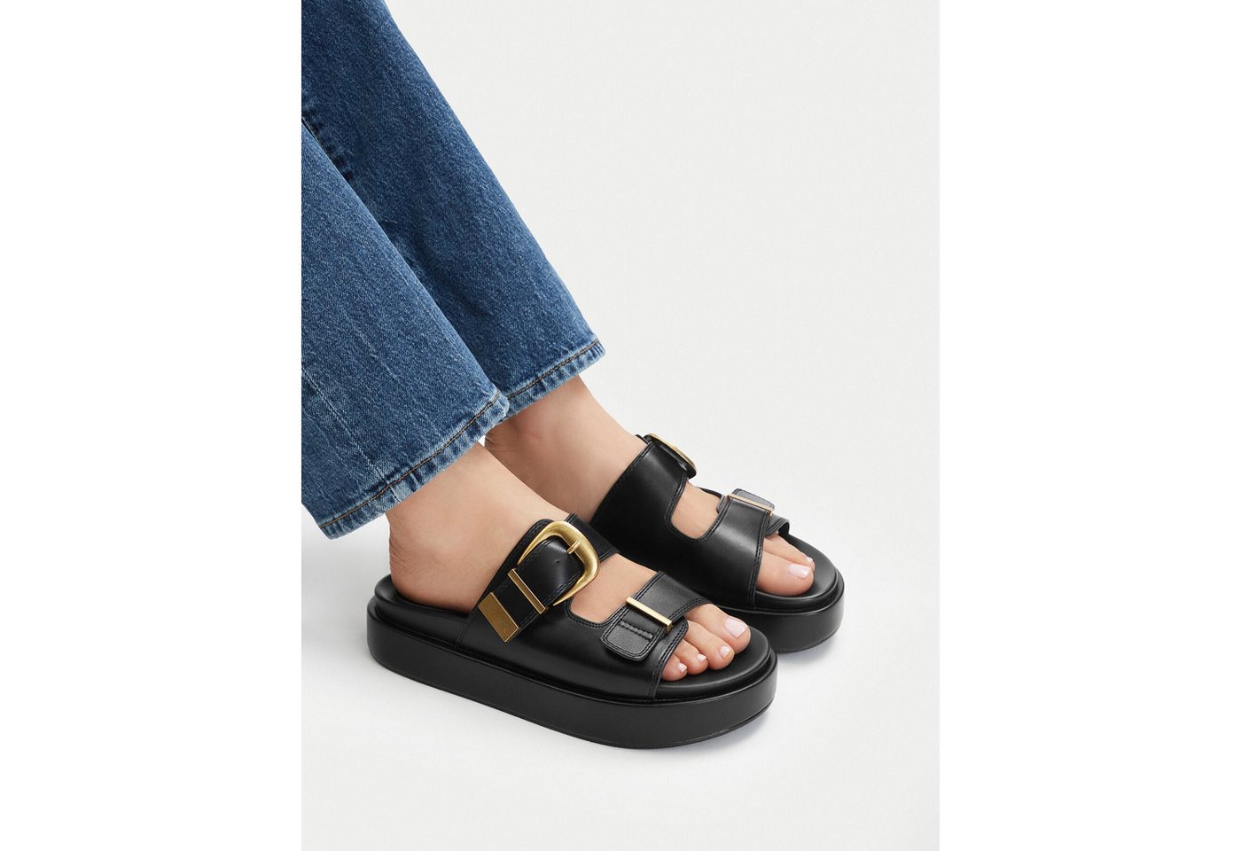 DeeZee Deezee Damen-Flip-Flops Schwarz Badepantolette – Bild 2 von 4