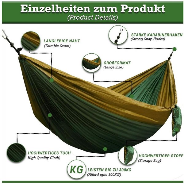 Defactoshop Hängematte Hängematte, Stabhängematte mit Tasche, Hängeliege, Hängestuhl