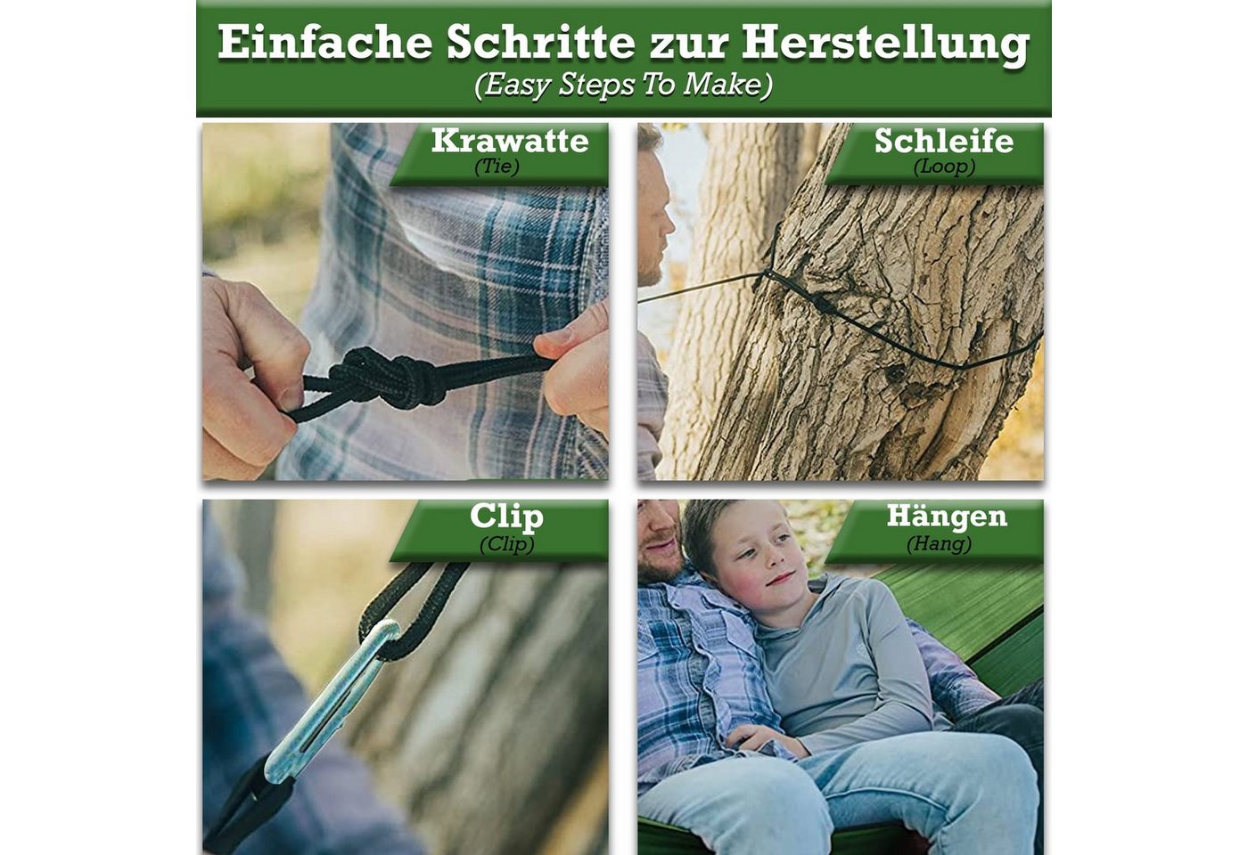 Defactoshop Hängematte Hängematte, Stabhängematte mit Tasche, Hängeliege, Hängestuhl – Bild 3 von 4